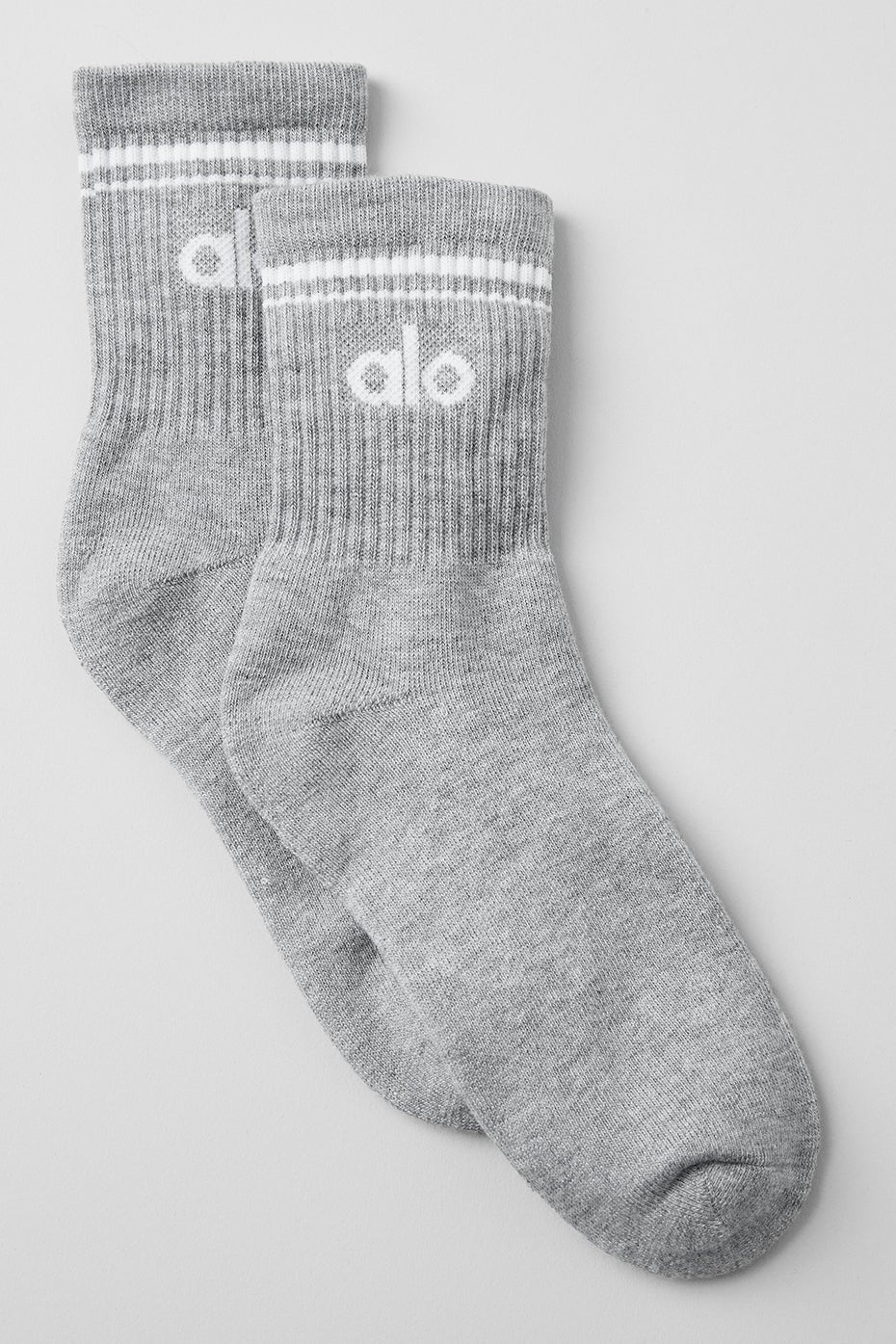 Chaussettes rétro mi-mollet  - Unisexe - Gris chiné/blanc