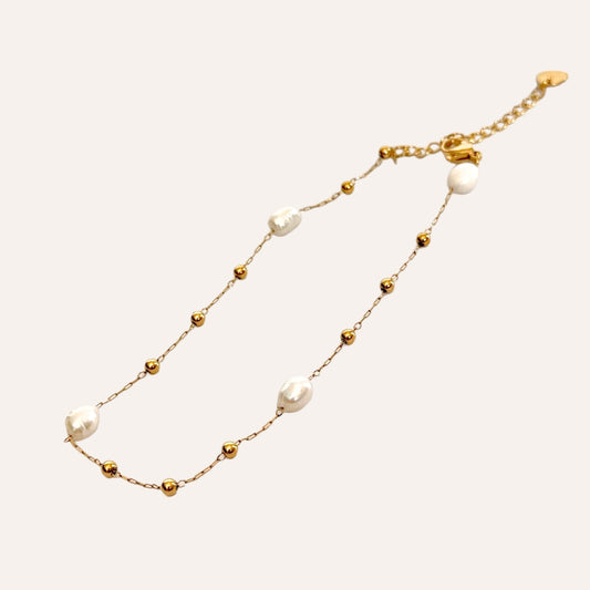 Aurore | Stainless steel and pearl anklet