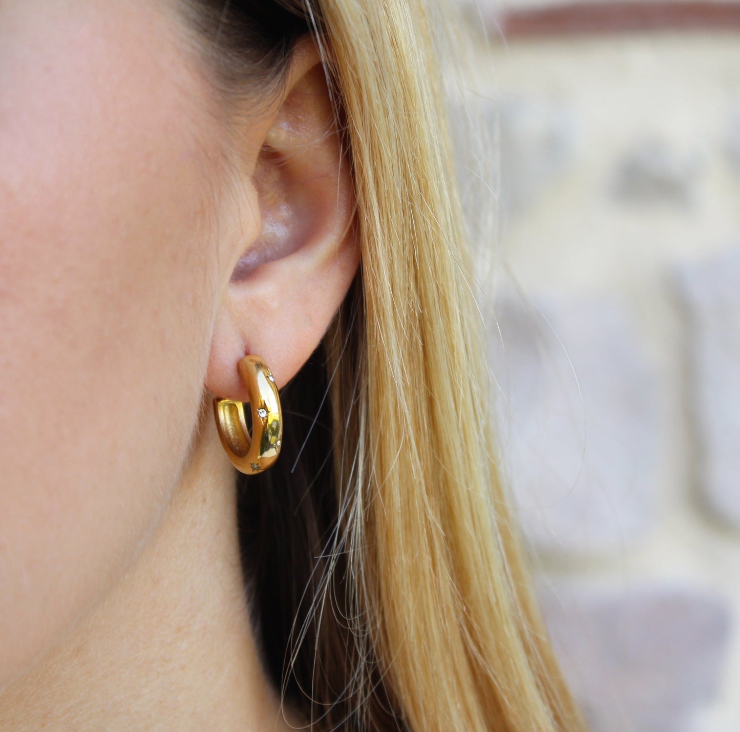 Esther | Stainless steel and zirconia earrings