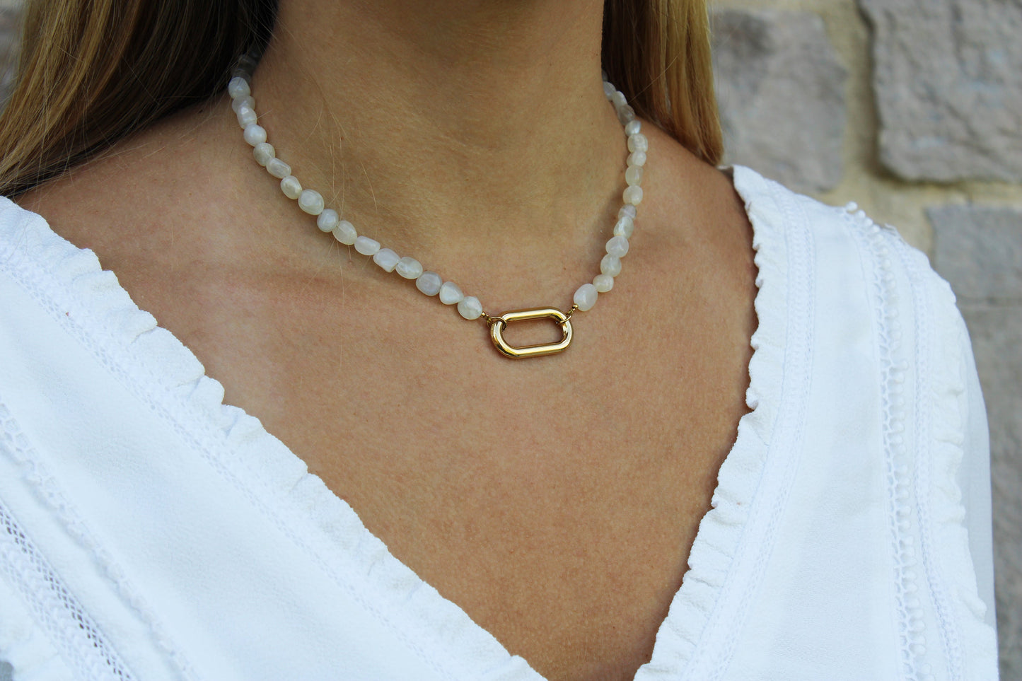 Lana | Stainless steel and natural stone necklace