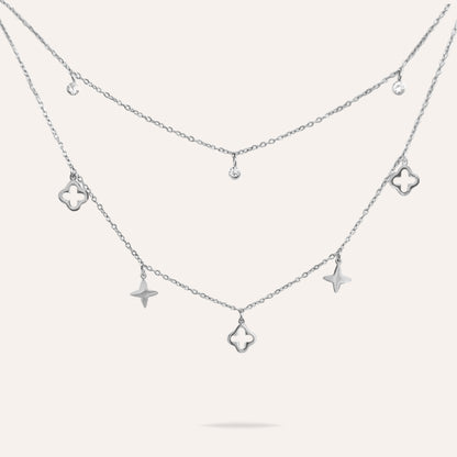 Léna | Double-row necklace in stainless steel and zircons