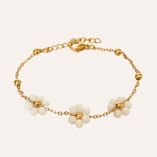 Marguerite | Stainless steel bracelet with pearls