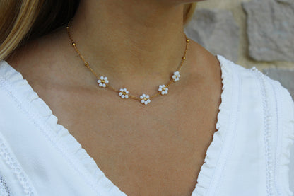 Marguerite | Stainless steel and pearl necklace