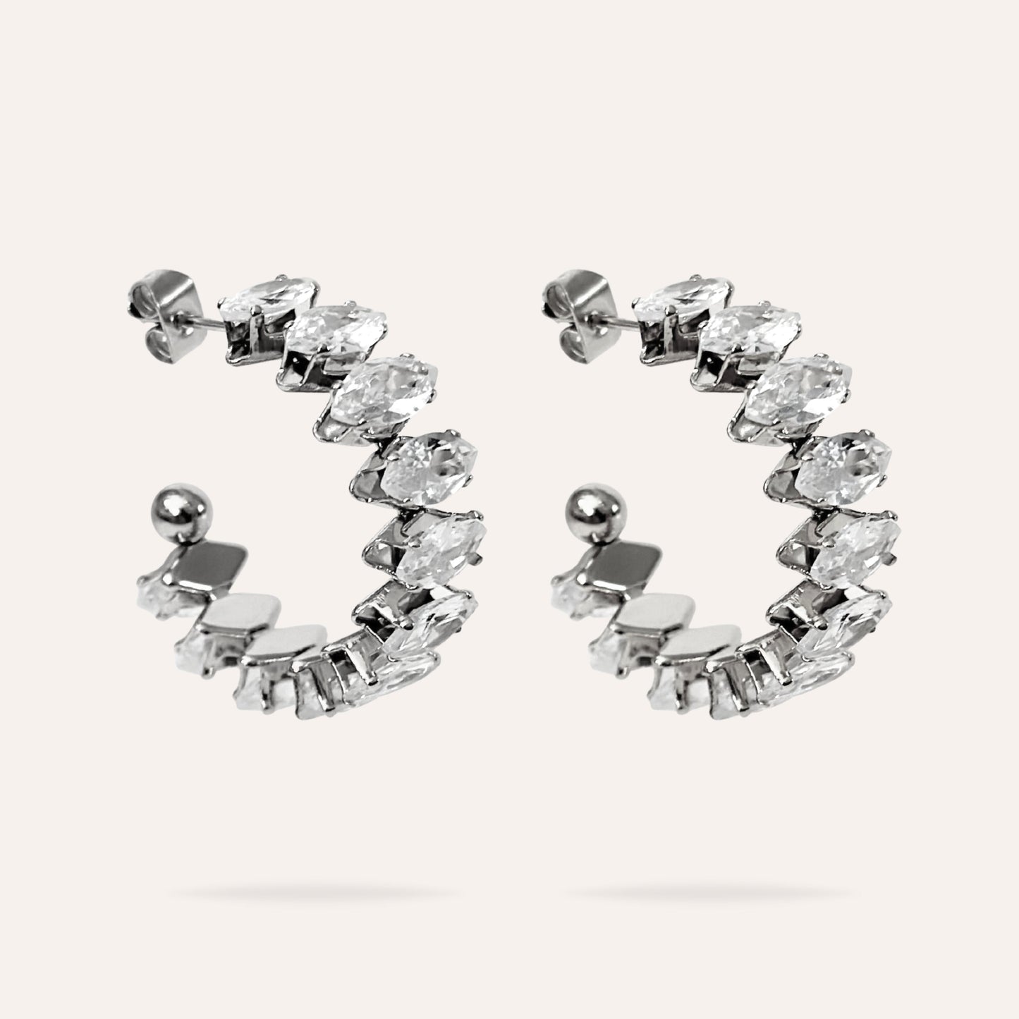 Olympe | Stainless steel and zirconia hoop earrings