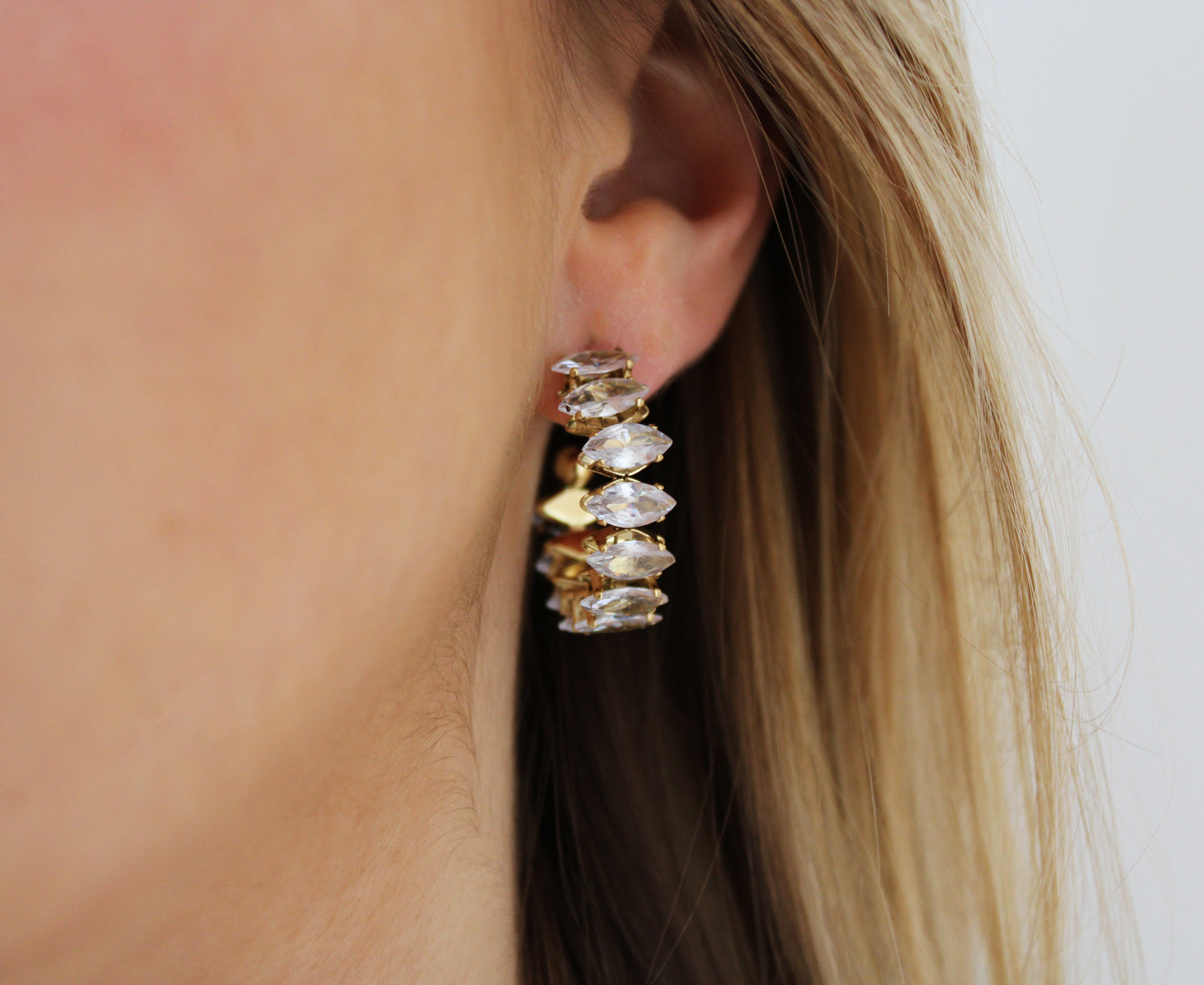 Olympe | Stainless steel and zirconia hoop earrings