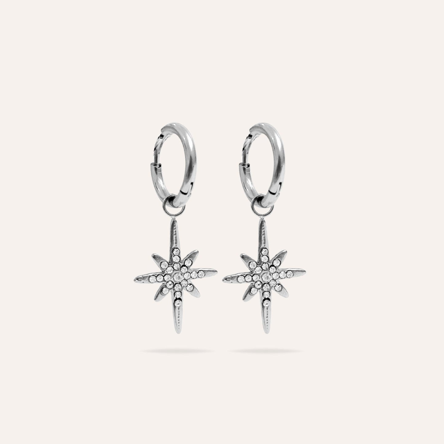 Star | Stainless steel and zirconia earrings